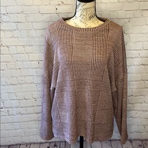 Zara plaid maroon cream lightweight sweatshirt top